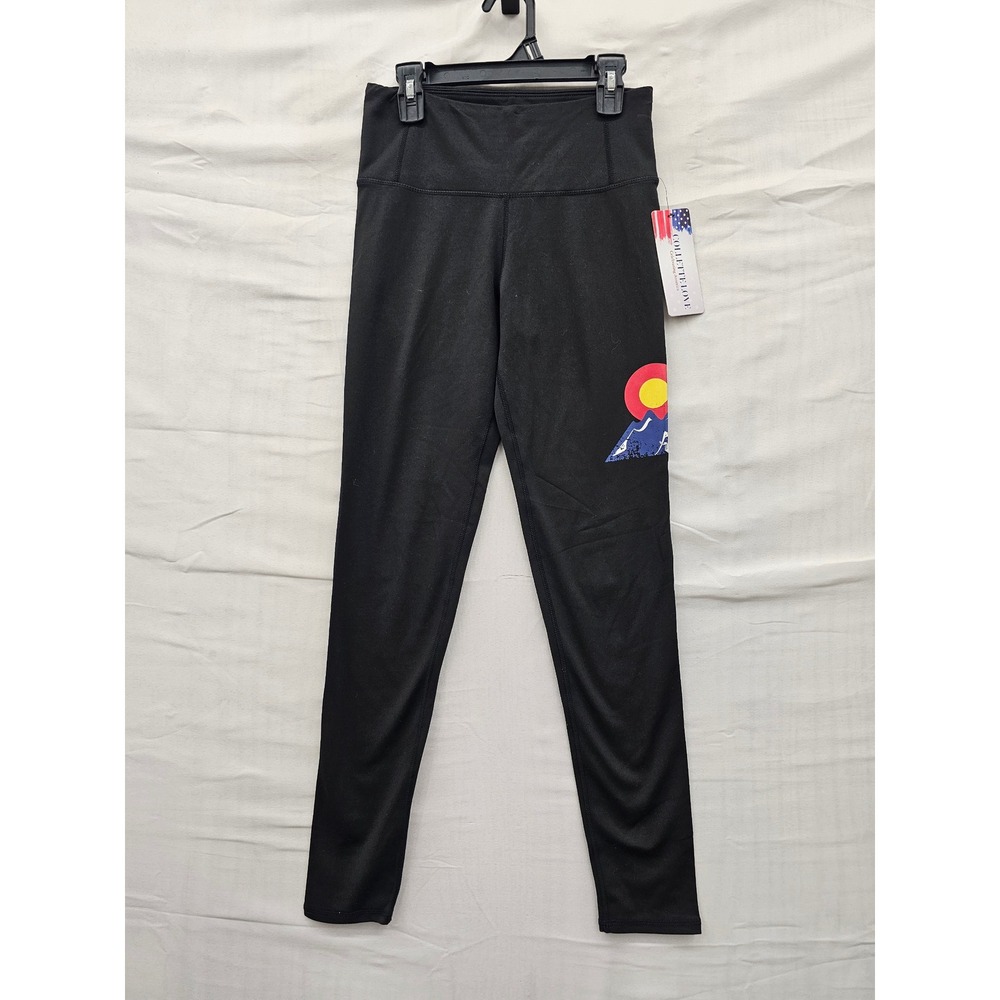 Collette Love Womens Colorado Graphic Leggings Black Polyester Blend Size Small